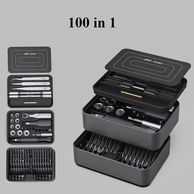 JIMI 50/100 IN 1 FM2/3 Screwdrivers Set S2 Magnetic Precision Replaceable Multi-purposed Tweezer Pry Bar Kit Wrench Tools - Image 7