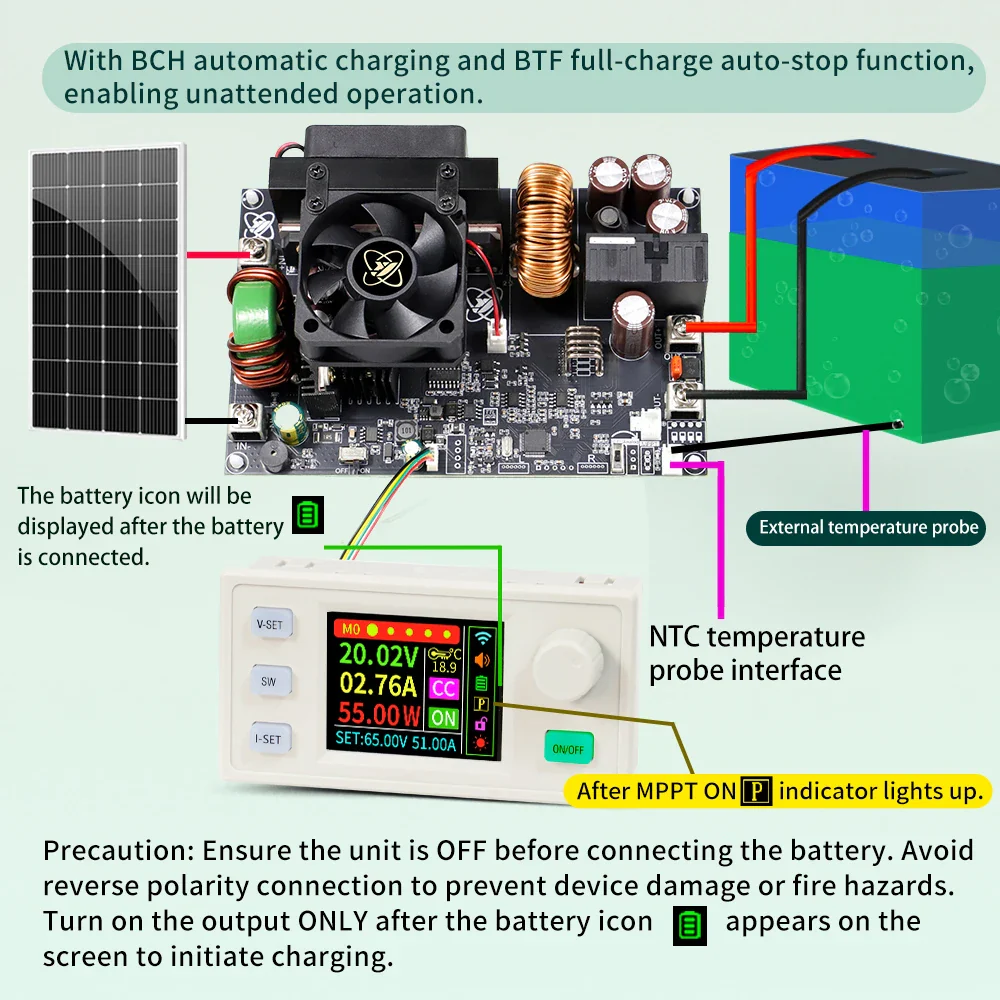 XY6550S 3250W 50A CNC Buck Power Supply Direct Current Stabilized Voltage Constant Voltage and Current Step-down Module MPPT - Image 5