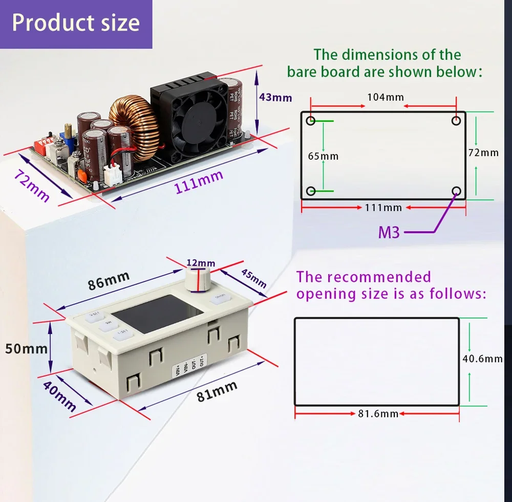 XY7025 70V/25A/1750W CNC Stabilized Voltage Power Supply Buck Converter CC CV Constant Voltage Constant Current Step-Down Module - Image 6