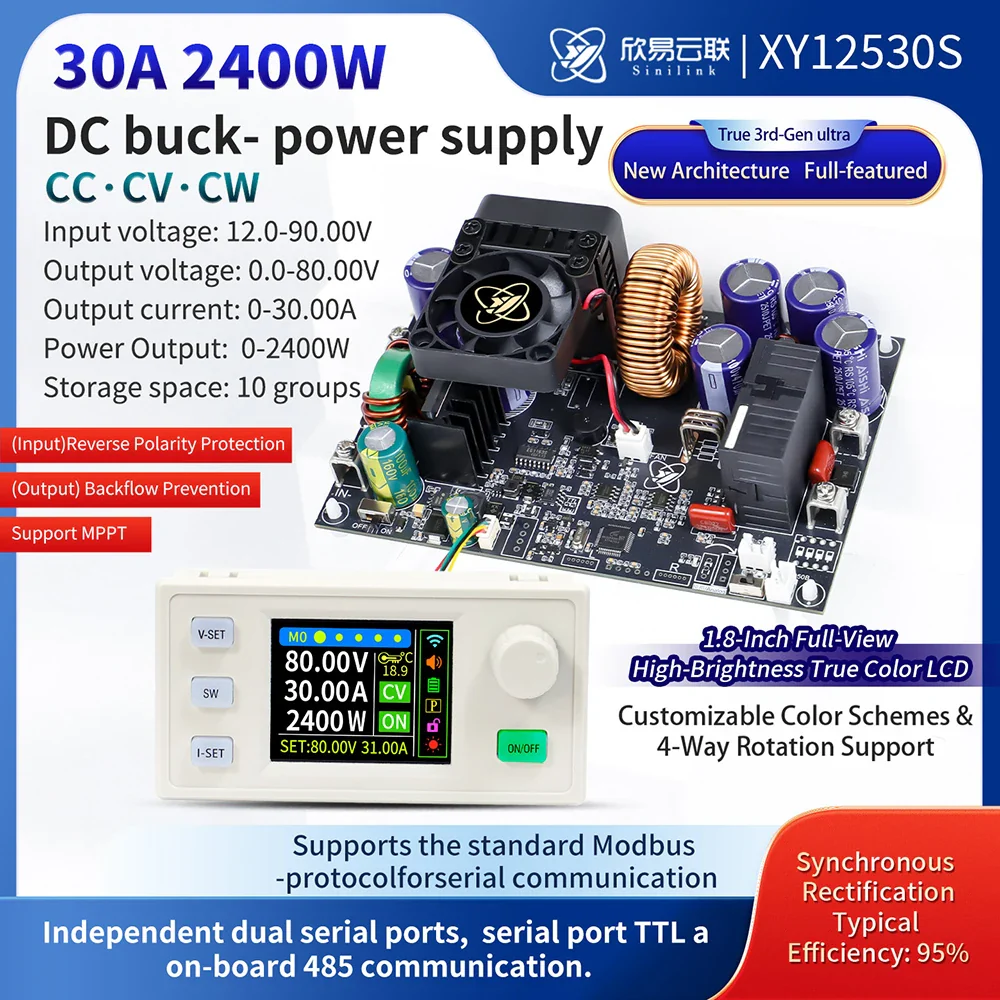 XY8030S 2400W 30A Buck DC Digital Power Supply Adjustable Step-Down Converter MPPT Charging 12-90V To 0-80V WIFI 485 IR 433 Set - Image 6