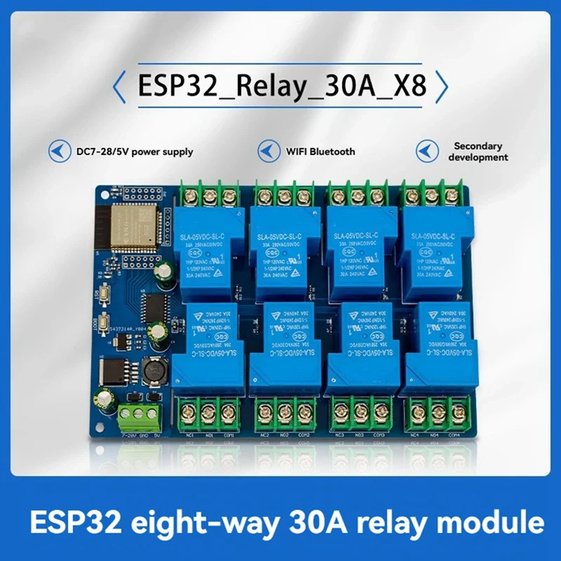 Y42A-8 Channel Relay Module 30A DC7-28/5V WIFI Bluetooth Relay Module ESP32-WROOM Development Board - Image 6
