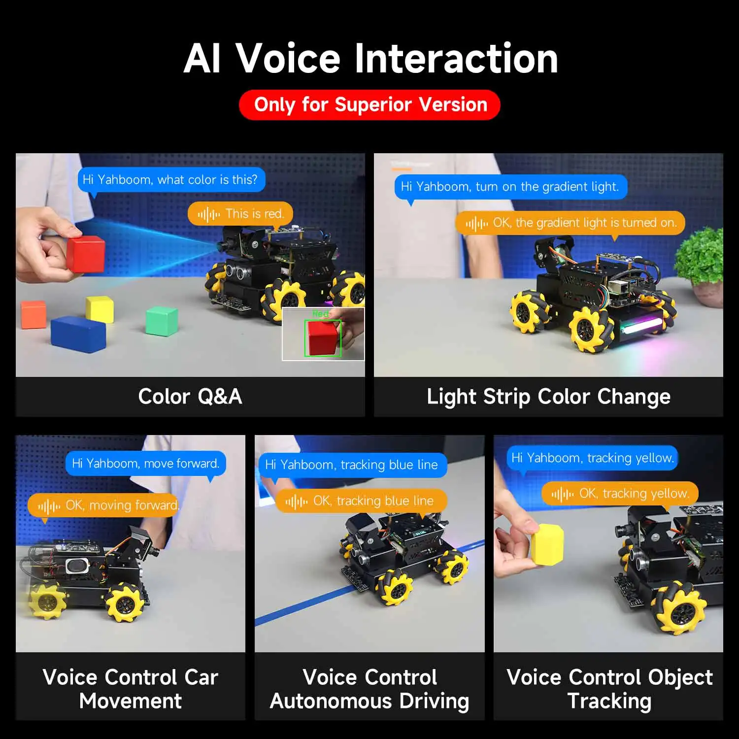 Yahboom 4WD Raspbot V2 AI Large Model Robot Kit for Raspberry Pi 5 Beginners Educational Project ROS2-Humble Python Programming - Image 2
