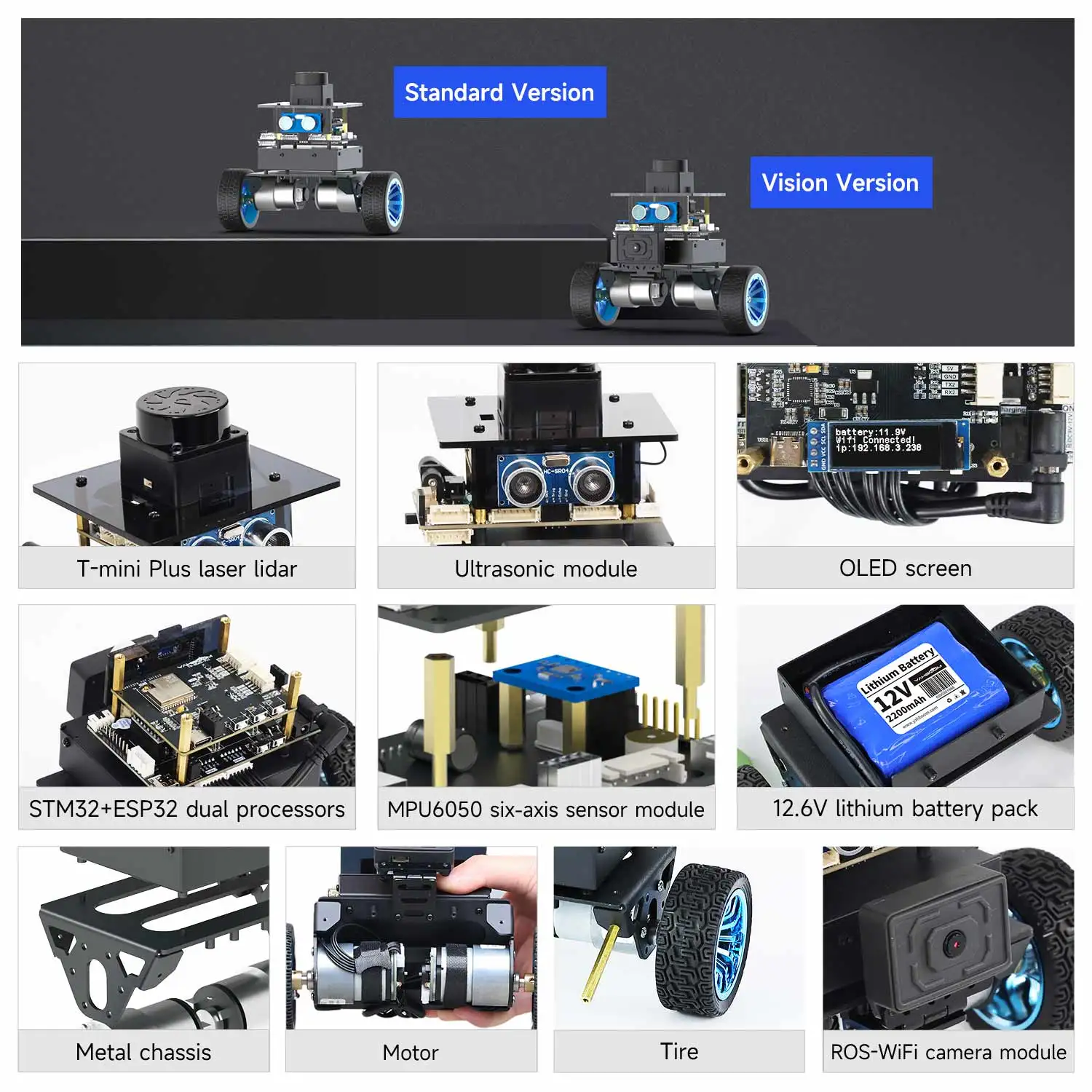 Yahboom MicroROS Self-Balancing Robot Car Kit With MPU6050 Lidar Ultrasonic Module ROS-HUMBLE Virtual Machine as Master Control - Image 4
