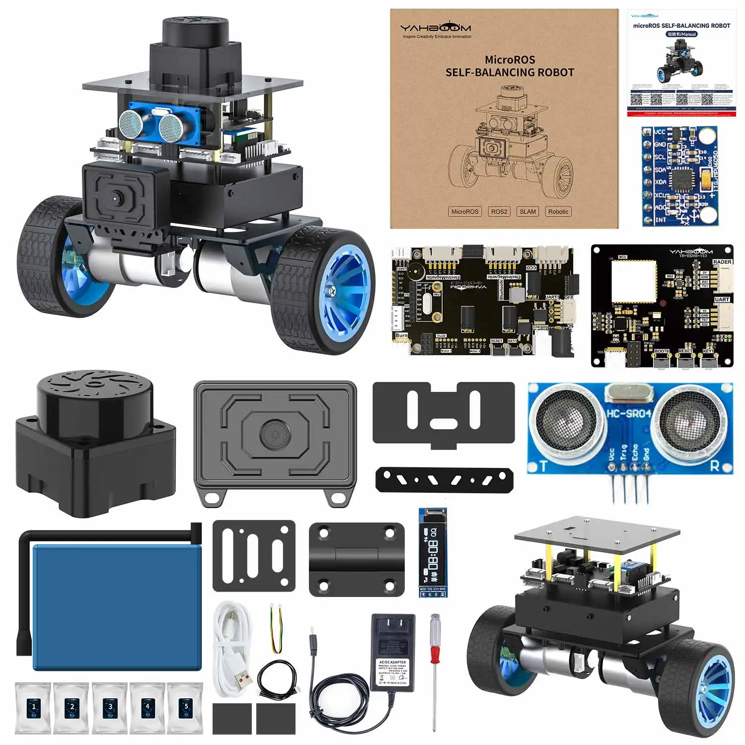 Yahboom MicroROS Self-Balancing Robot Car Kit With MPU6050 Lidar Ultrasonic Module ROS-HUMBLE Virtual Machine as Master Control - Image 8