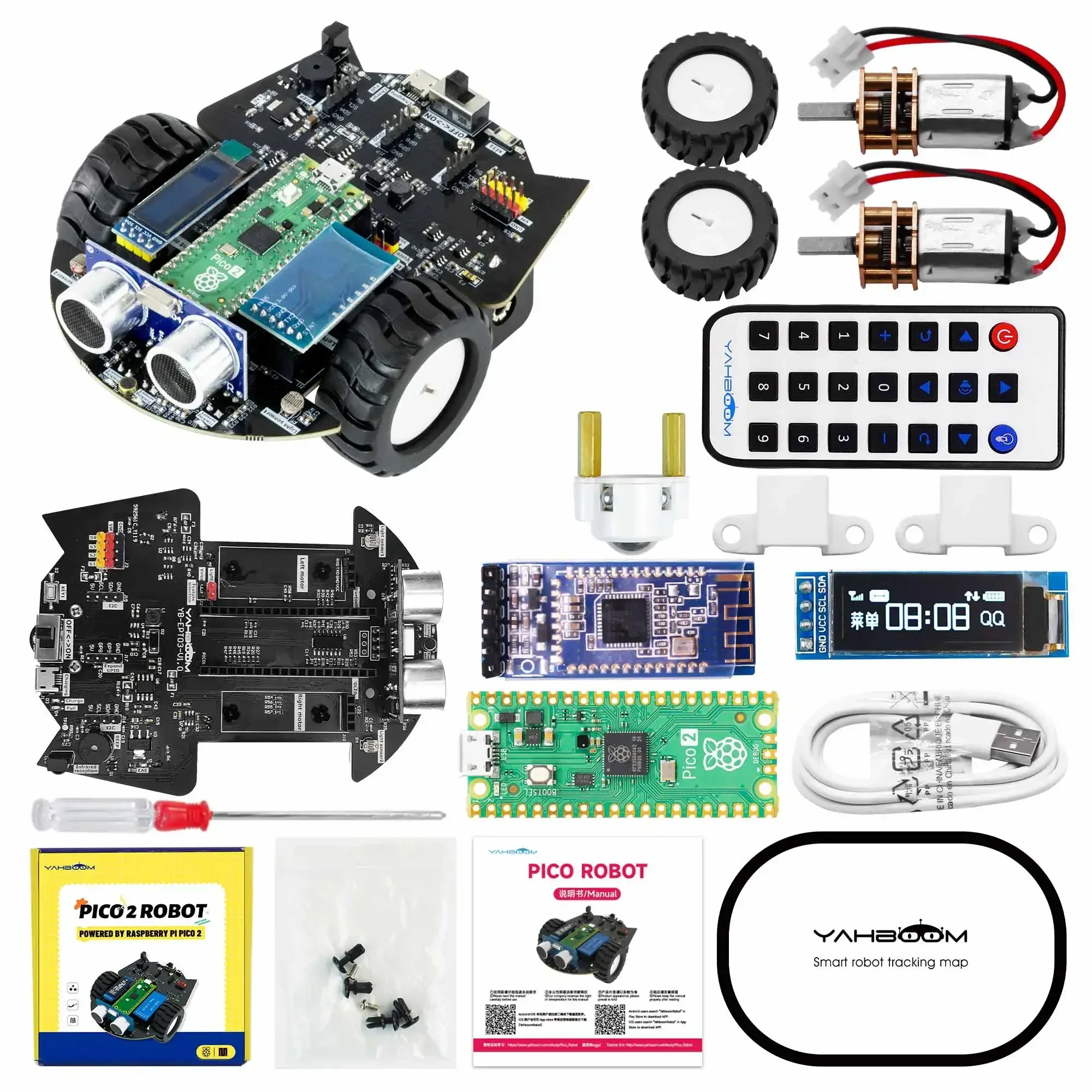 Yahboom Raspberry Pi Pico 2 Robot Car Kit Diy Electronic Coding Robot Kit Support MicroPython Programming APP Infrared Control - Image 2