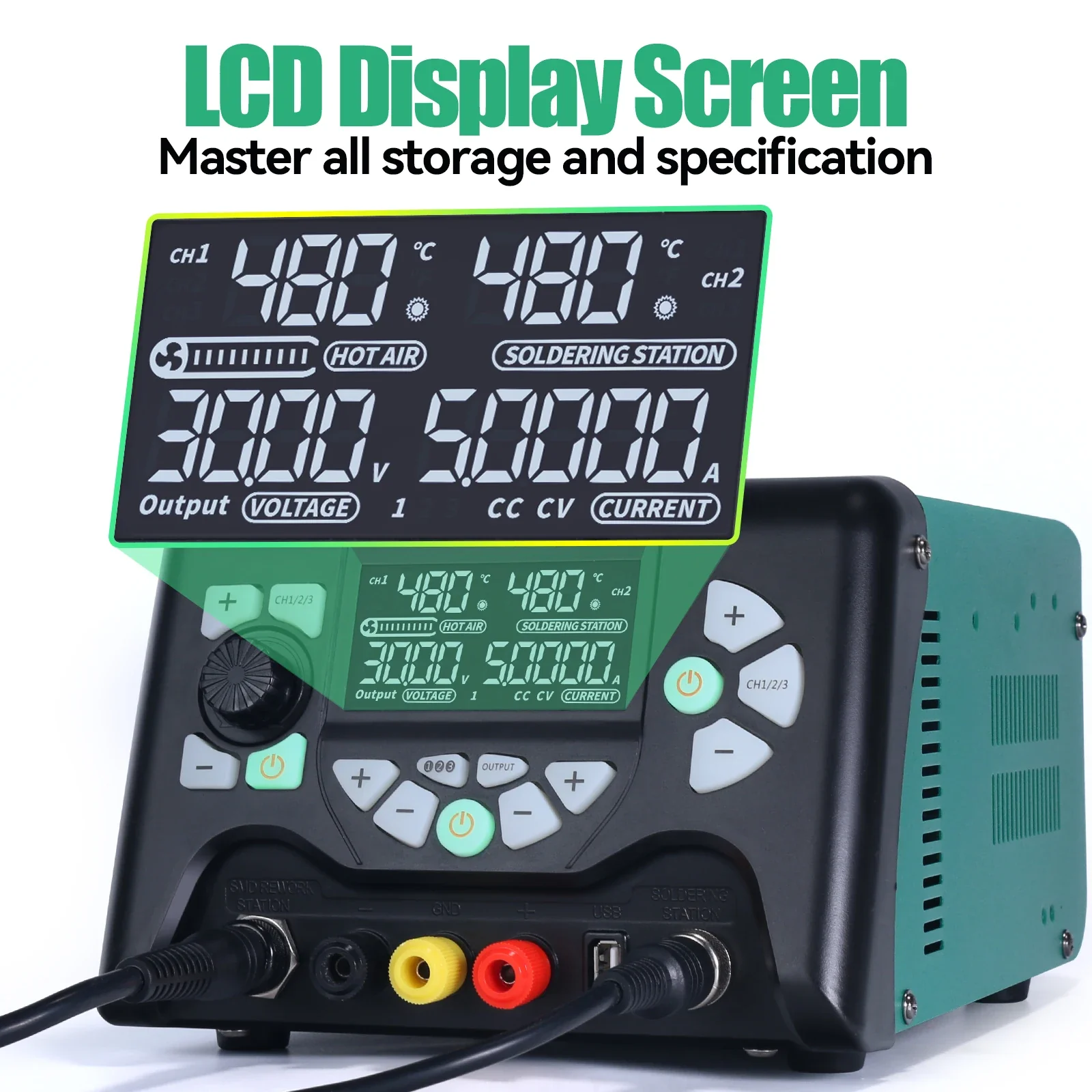 YIHUA 853D 5A II DC Power Supply With 970W Hot Air Soldering Station 3 in 1 Soldering Iron Rework Station Repair Welding Tools - Image 4