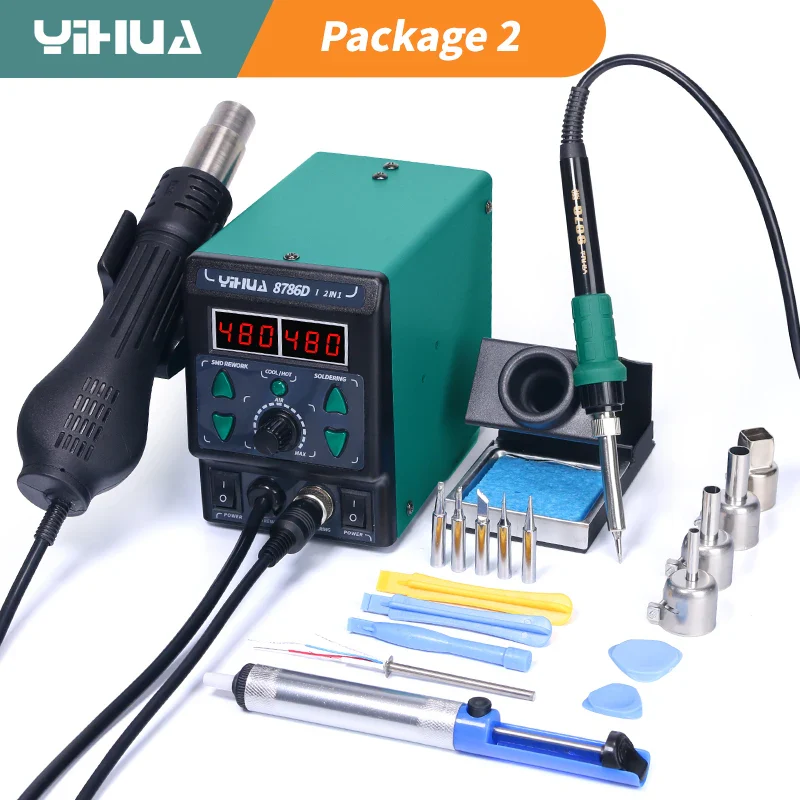 YIHUA 8786D Soldering Iron Hot Air Soldering Station DIY Digital Rework Station Phone Repair BGA SMD Solder Tool Welding Station - Image 7