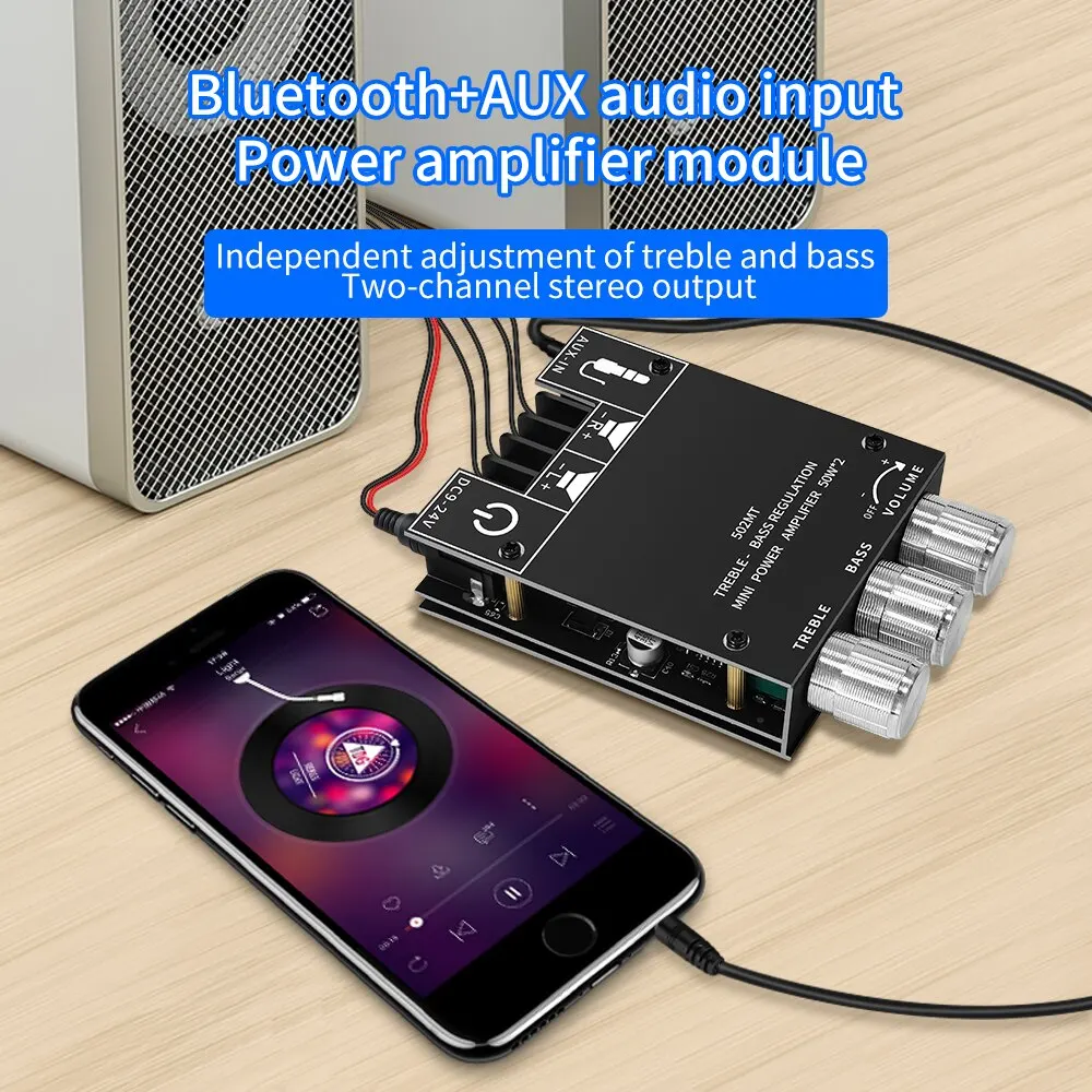 ZK-502MT Bluetooth 5.0 Subwoofer Amplifier Board 2.0 Channel High Power Audio Stereo Amplifier Board 2X50W Bass AMP - Image 4