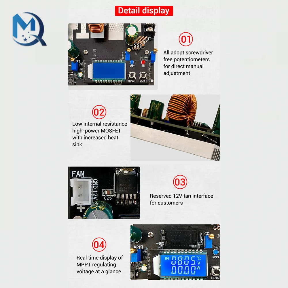 ZK-SJ30 700W High Power Auto Boost Power Module Synchronous Rectifier 30A Solar Charging MPPT - Image 8