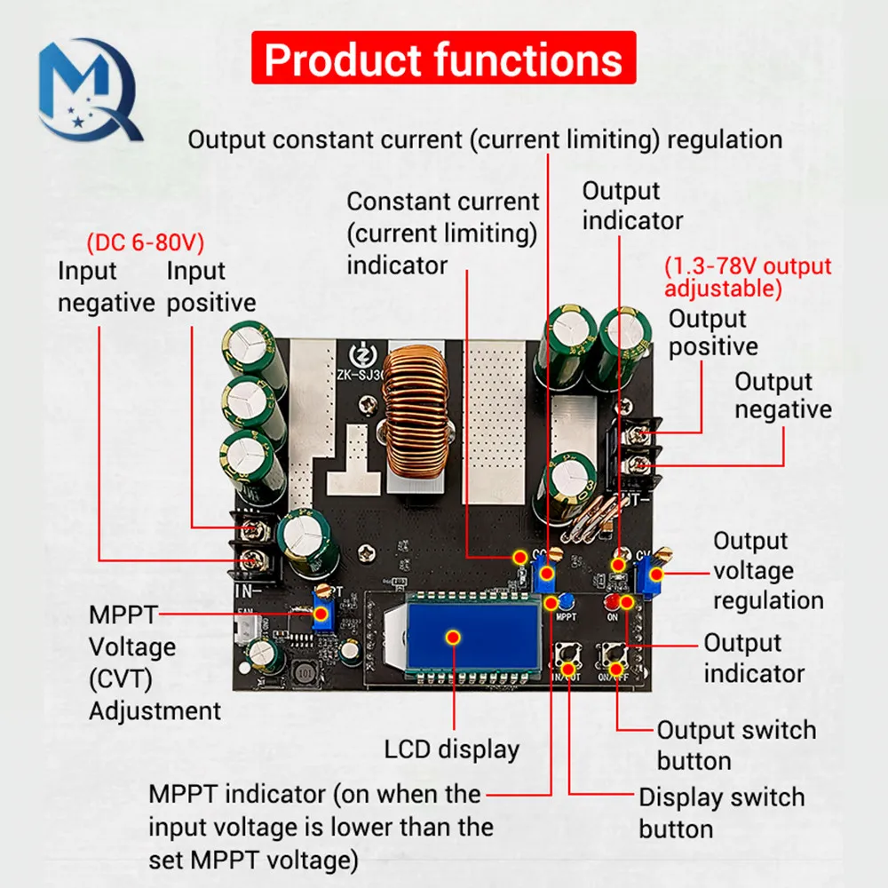 ZK-SJ30 700W High Power Auto Boost Power Module Synchronous Rectifier 30A Solar Charging MPPT - Image 9