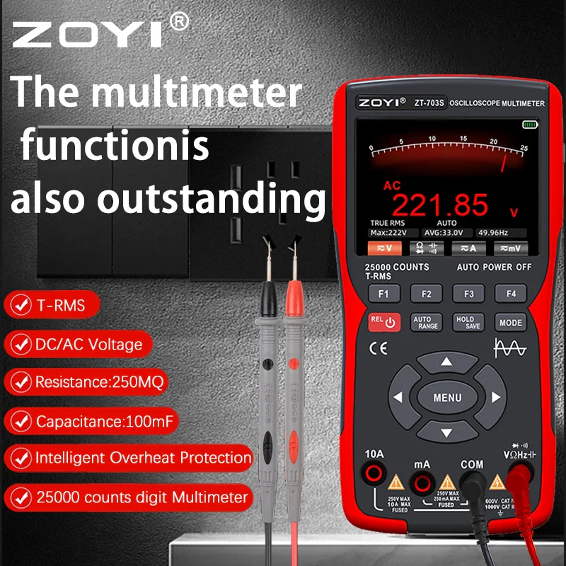 ZOYI ZT-703 Handheld digital oscilloscope multimeter three-in-one two-channel oscillometer signal generator electrician - Image 6