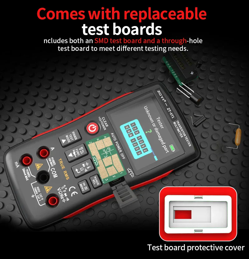 ZOYI ZT-XT1 2-in-1 LCR Digital Multimeter & Transistor Tester, for Voltage Resistance Diode Continuity Testing - Image 12