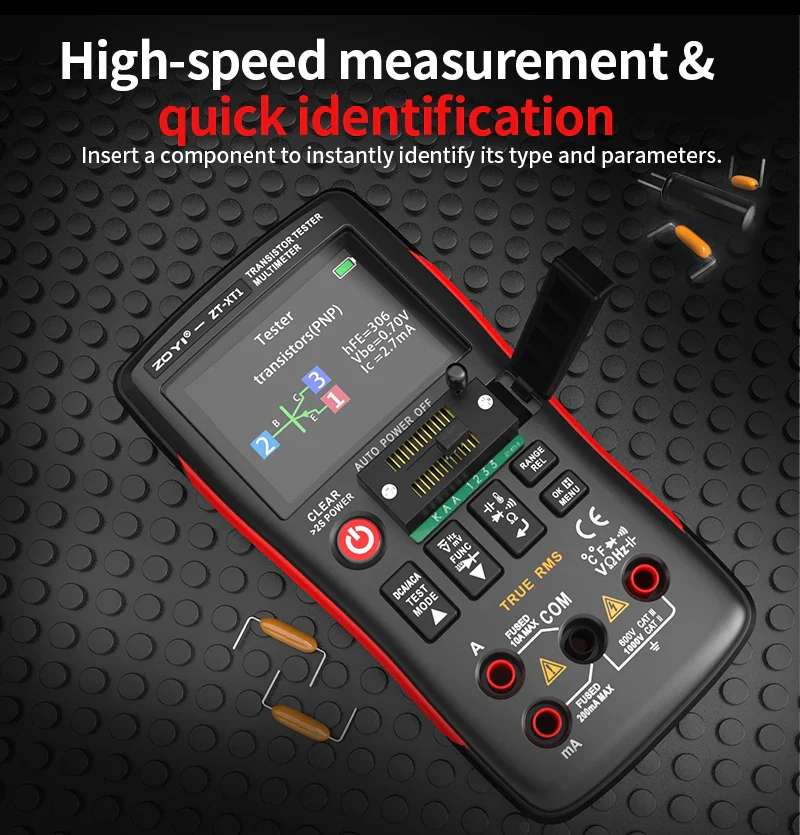 ZOYI ZT-XT1 2-in-1 LCR Digital Multimeter & Transistor Tester, for Voltage Resistance Diode Continuity Testing - Image 13