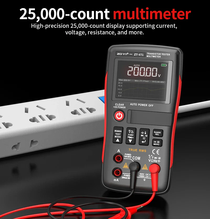 ZOYI ZT-XT1 2-in-1 LCR Digital Multimeter & Transistor Tester, for Voltage Resistance Diode Continuity Testing - Image 16