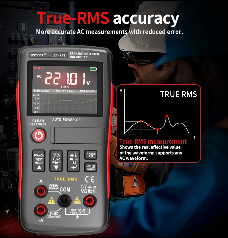 ZOYI ZT-XT1 2-in-1 LCR Digital Multimeter & Transistor Tester, for Voltage Resistance Diode Continuity Testing - Image 21