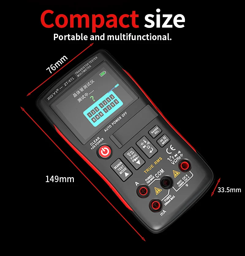 ZOYI ZT-XT1 2-in-1 LCR Digital Multimeter & Transistor Tester, for Voltage Resistance Diode Continuity Testing - Image 22