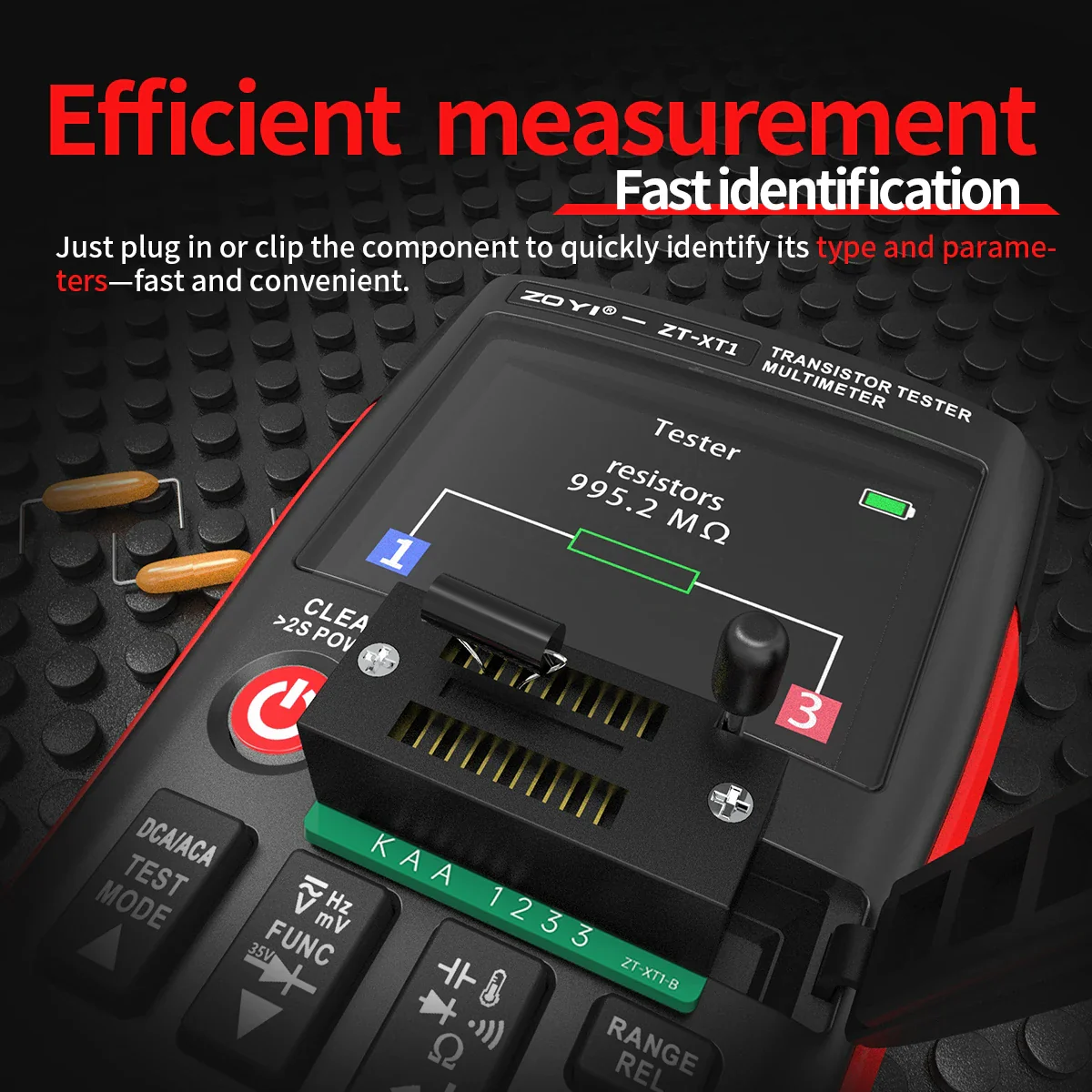 ZOYI ZT-XT1 2-in-1 LCR Digital Multimeter & Transistor Tester, for Voltage Resistance Diode Continuity Testing - Image 4